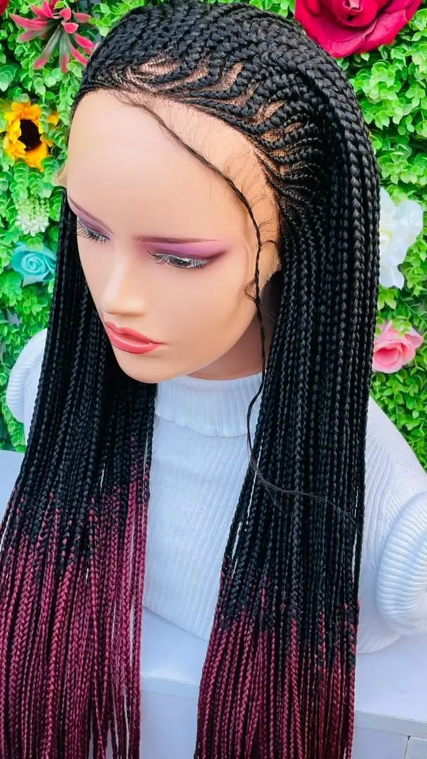 AFRICAN BRAIDED CONROW WIGS ON 13*4 FRONTAL LACE CLOSURE - d.glitterzwigs