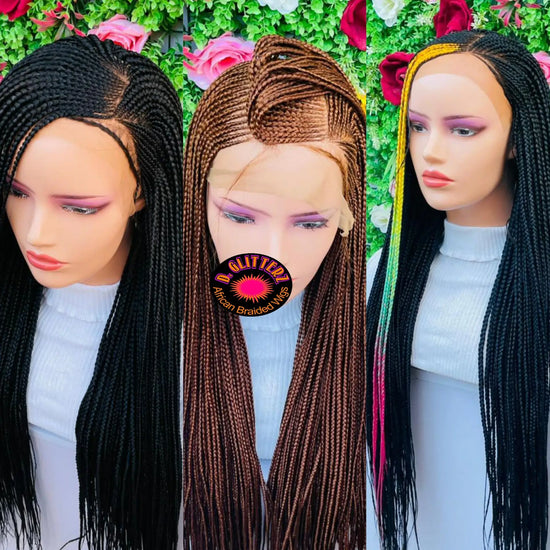 AFRICAN BRAIDED CONROW WIGS ON 13*4 FRONTAL LACE CLOSURE - d.glitterzwigs