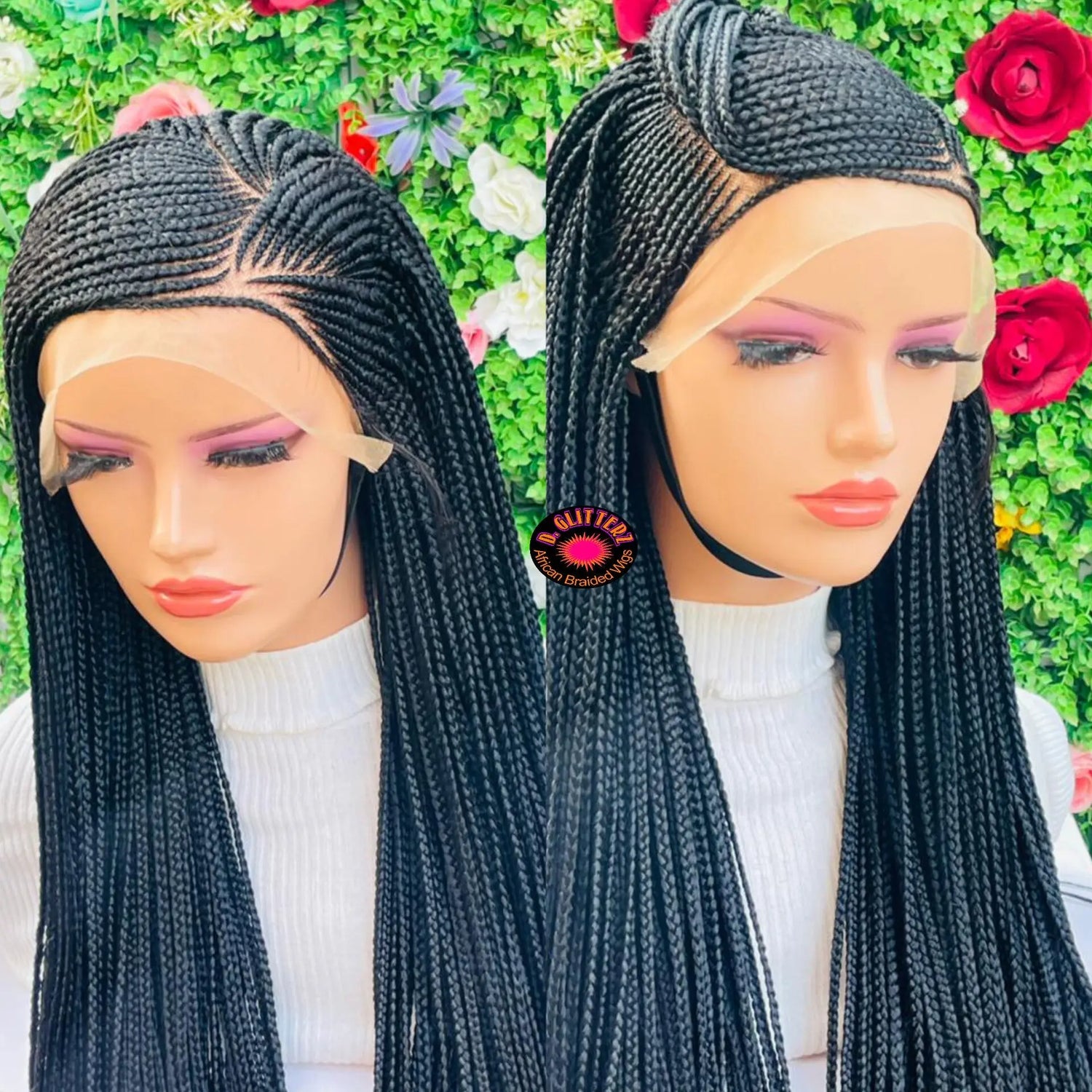 AFRICAN BRAIDED  CONROW WIGS  ON 13*4 LACE CLOSURE - d.glitterzwigs