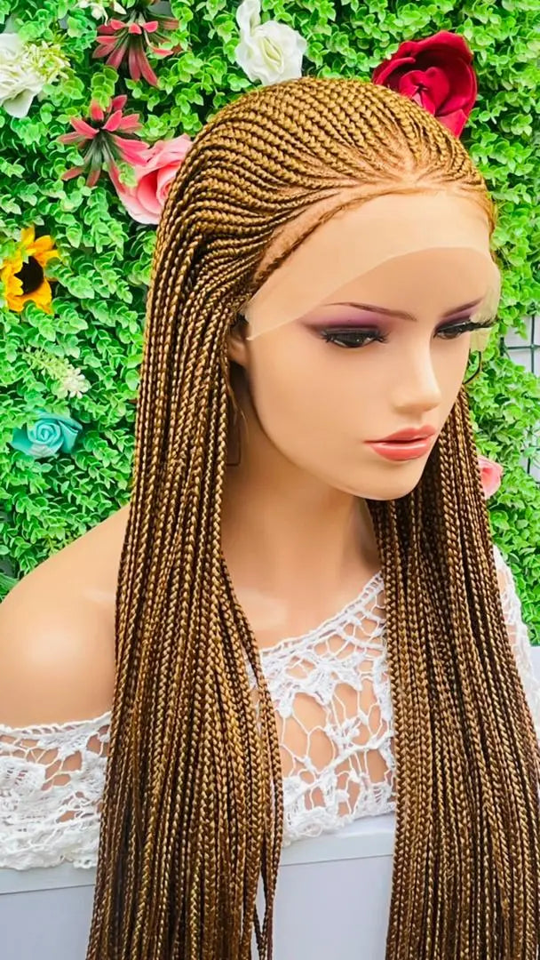 AFRICAN BRAIDED CONROW WIGS ON 13*6  FRONTAL LACE CLOSURE - d.glitterzwigs