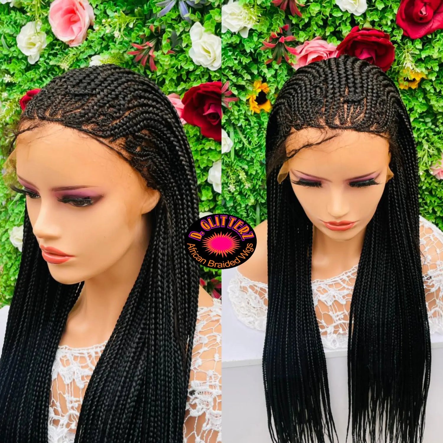 AFRICAN BRAIDED CONROW WIGS ON 13*6  FRONTAL LACE CLOSURE - d.glitterzwigs