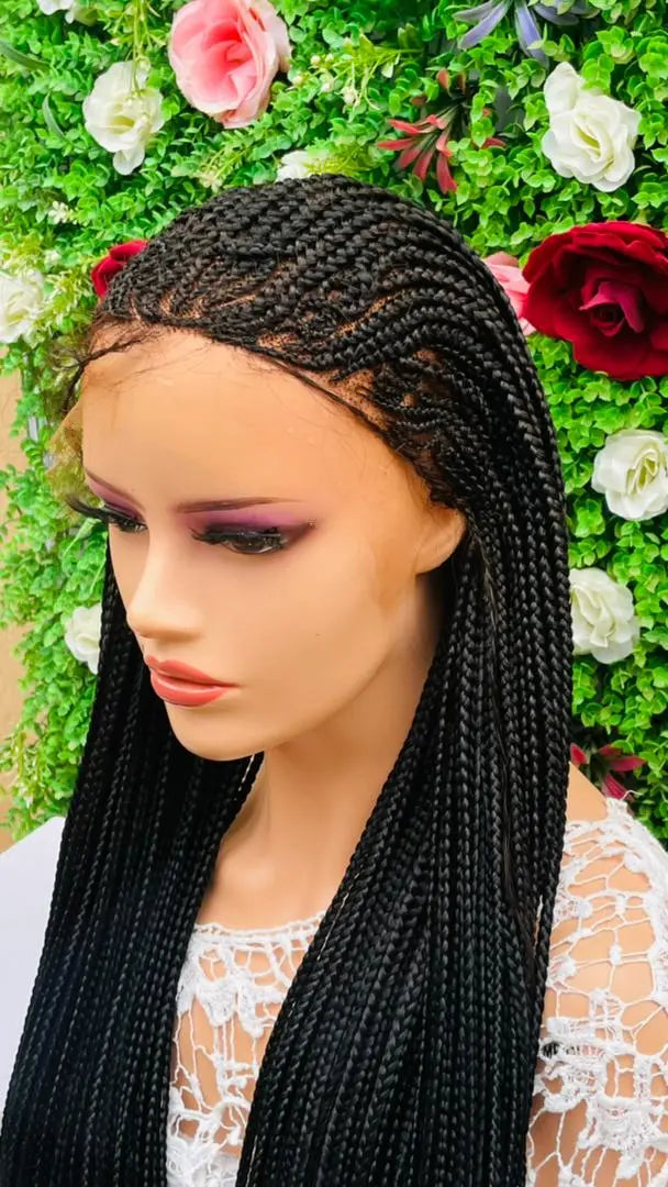 AFRICAN BRAIDED CONROW WIGS ON 13*6  FRONTAL LACE CLOSURE - d.glitterzwigs