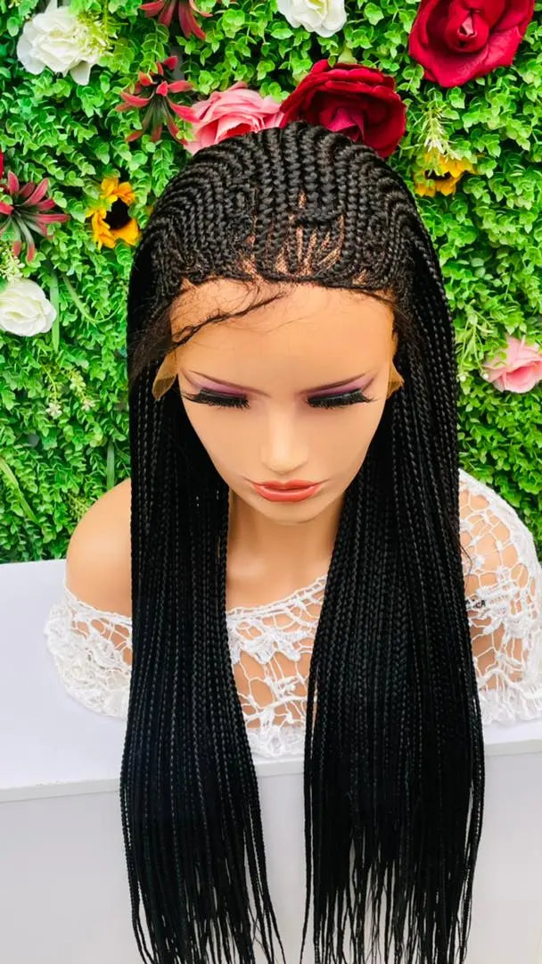 AFRICAN BRAIDED CONROW WIGS ON 13*6  FRONTAL LACE CLOSURE - d.glitterzwigs