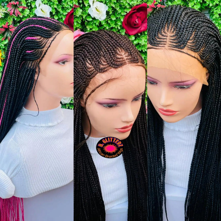 AFRICAN BRAIDED CONROW WIGS ON 13*6 Frontal LACE CLOSURE - d.glitterzwigs