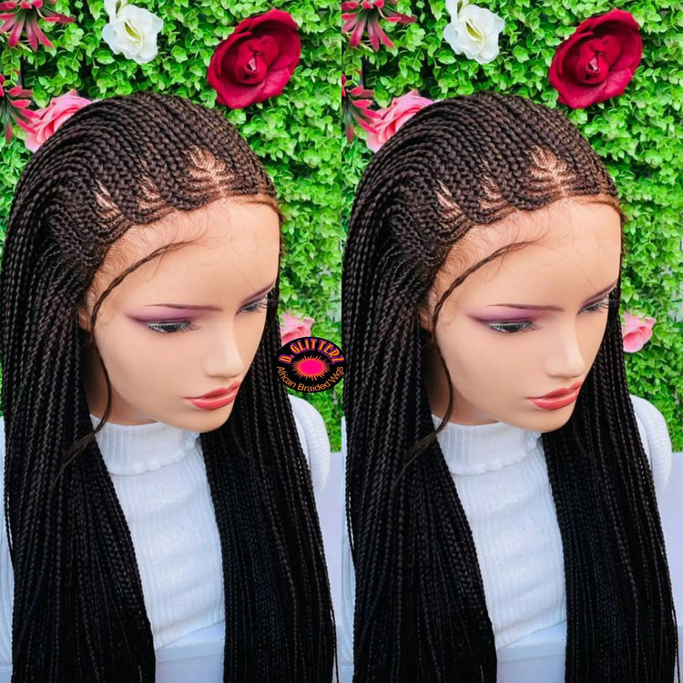 AFRICAN BRAIDED CONROW WIGS ON 13*6 Frontal LACE CLOSURE - d.glitterzwigs