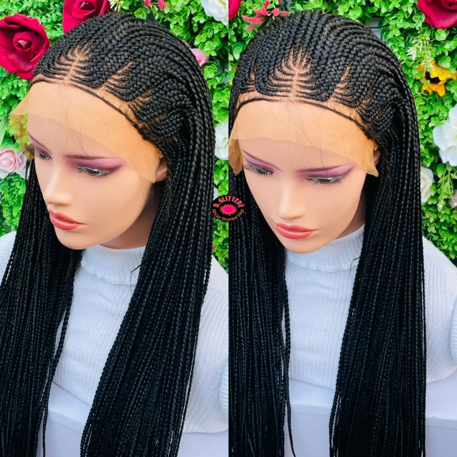 AFRICAN BRAIDED CONROW WIGS ON 13*6 Frontal LACE CLOSURE - d.glitterzwigs