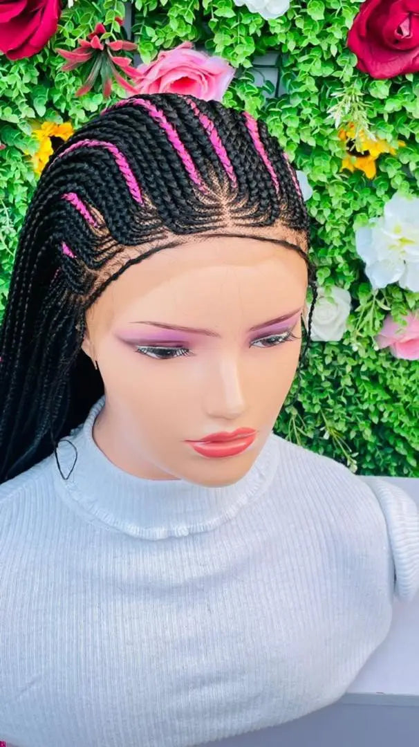 AFRICAN BRAIDED CONROW WIGS ON 13*6 Frontal LACE CLOSURE - d.glitterzwigs