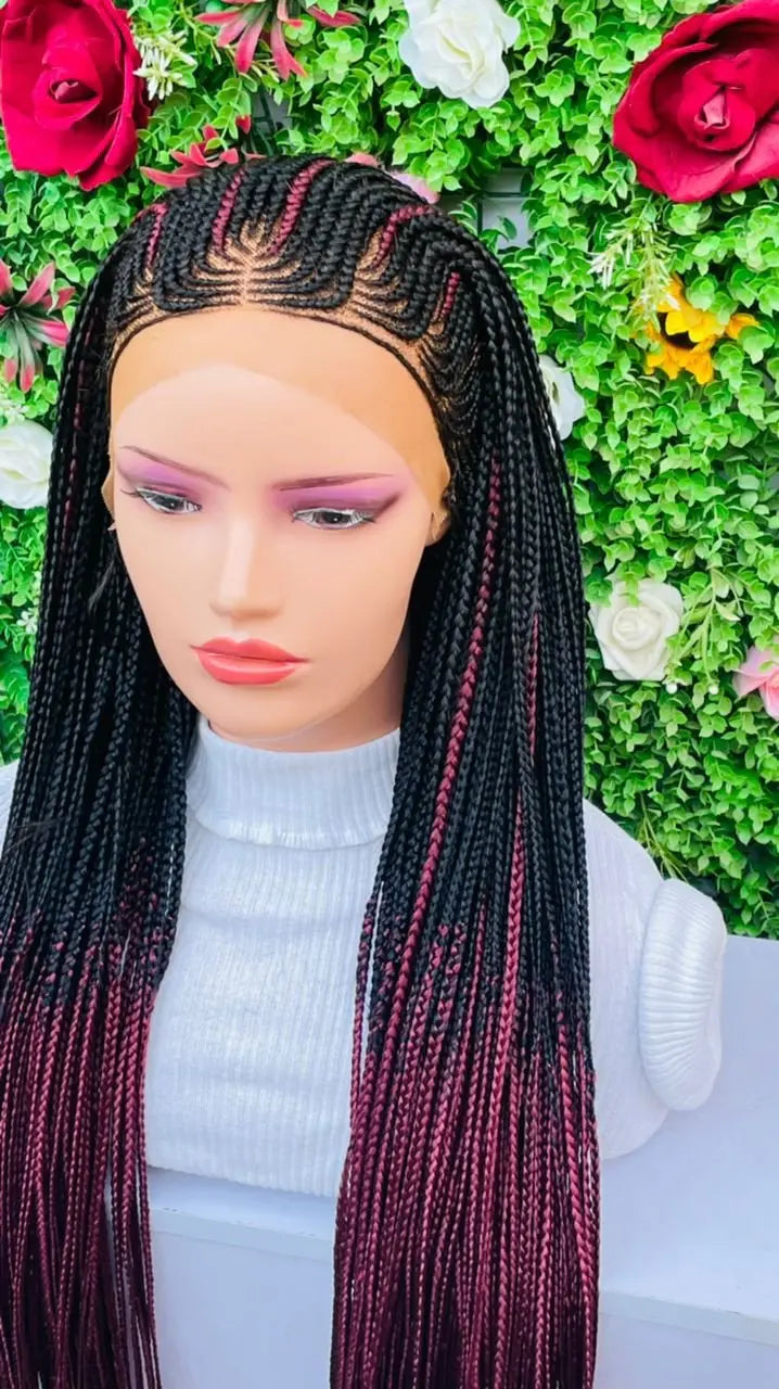 AFRICAN BRAIDED CONROW WIGS ON 13*6 Frontal LACE CLOSURE - d.glitterzwigs