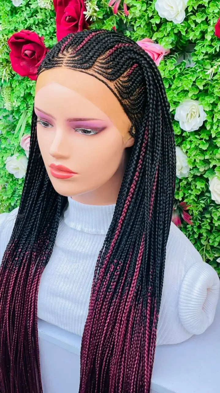 AFRICAN BRAIDED CONROW WIGS ON 13*6 Frontal LACE CLOSURE - d.glitterzwigs