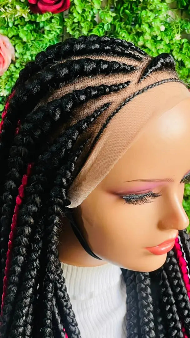 AFRICAN BRAIDED  CONROW WIGS  ON 13*6 LACE CLOSURE - d.glitterzwigs