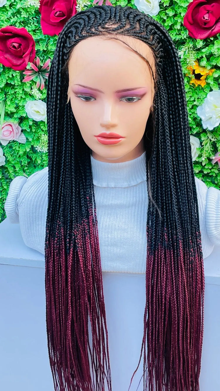 AFRICAN BRAIDED  CONROW WIGS ON  FRONTAL LACE CLOSURE - d.glitterzwigs