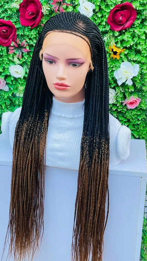 AFRICAN BRAIDED  CONROW WIGS ON  FRONTAL LACE CLOSURE - d.glitterzwigs