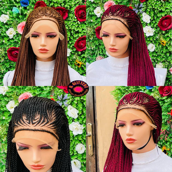 AFRICAN BRAIDED  CONROW WIGS ON  FRONTAL LACE CLOSURE - d.glitterzwigs