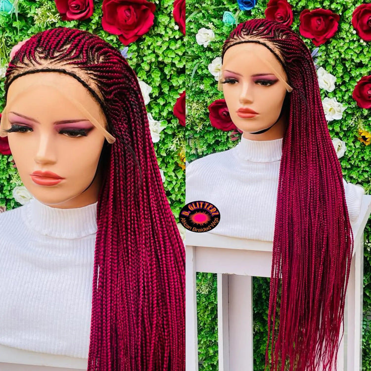 AFRICAN BRAIDED  CONROW WIGS ON  FRONTAL LACE CLOSURE - d.glitterzwigs