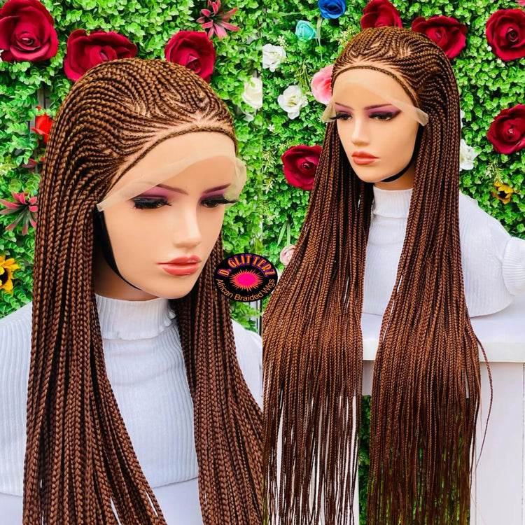 AFRICAN BRAIDED  CONROW WIGS ON  FRONTAL LACE CLOSURE - d.glitterzwigs