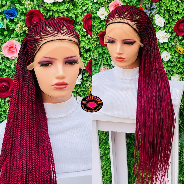 AFRICAN BRAIDED  CONROW WIGS ON  FRONTAL LACE CLOSURE - d.glitterzwigs