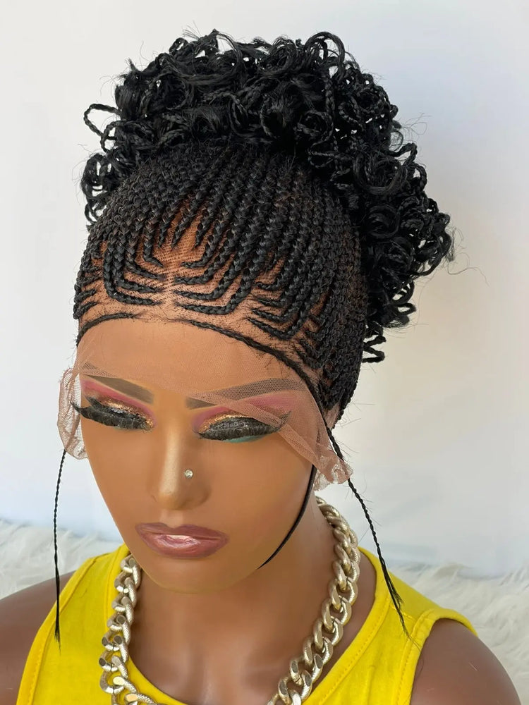 AFRICAN BRAIDED PONYTAIL WIG ON FULL LACE CLOSURE - d.glitterzwigs