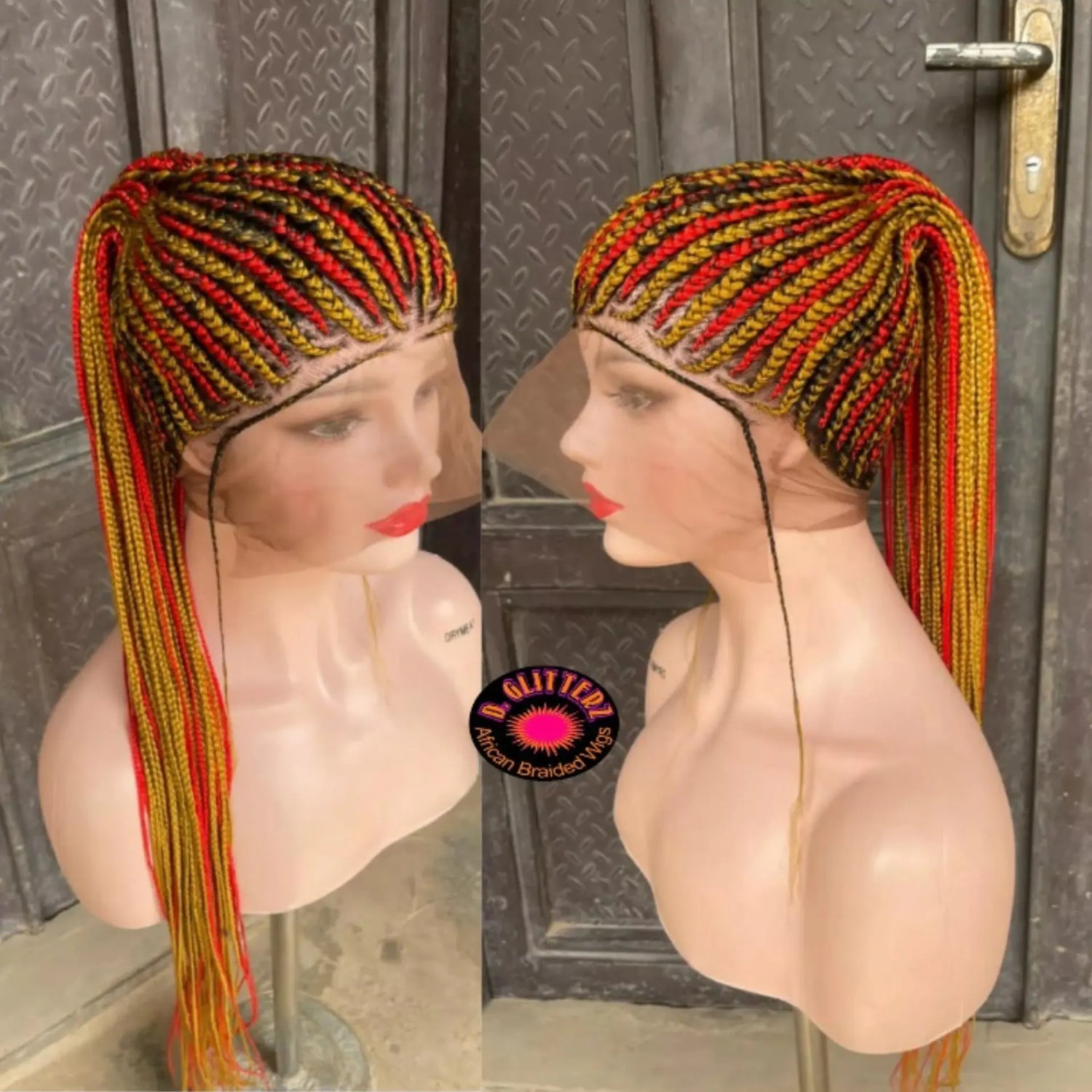 AFRICAN BRAIDED PONYTAIL WIGS ON 360 Lace 38" - d.glitterzwigs