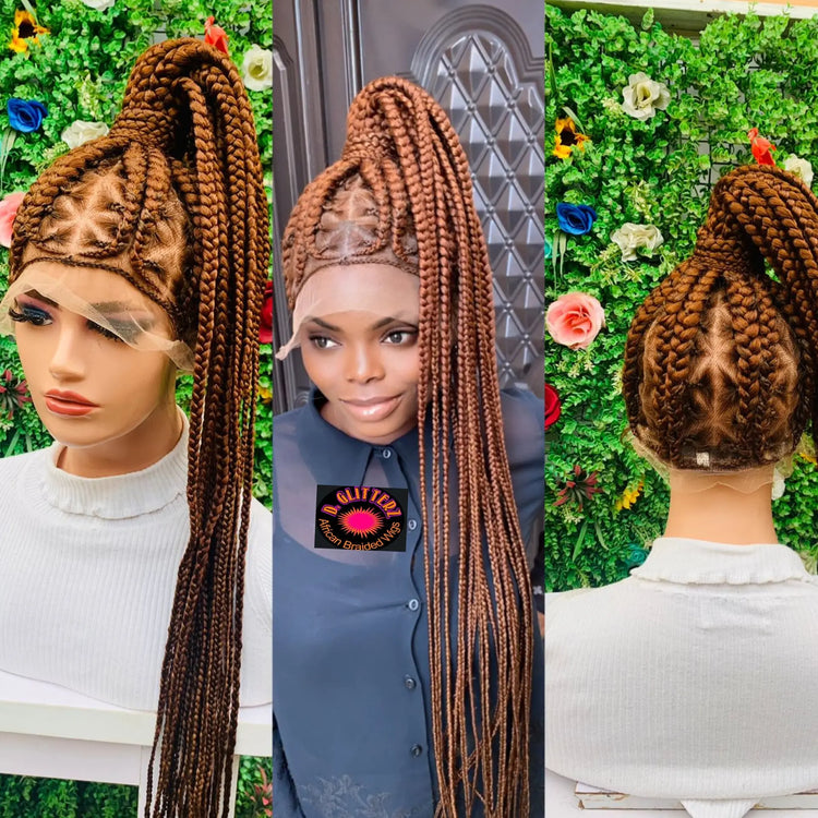 African Braided Ponytail Wigs, chic ponytail wigs, exquisite craftsmanship, versatile styles, comfortable wear, low maintenance, trendy hairstyles, ready-to-wear wigs, lightweight wigs, elegant looks.