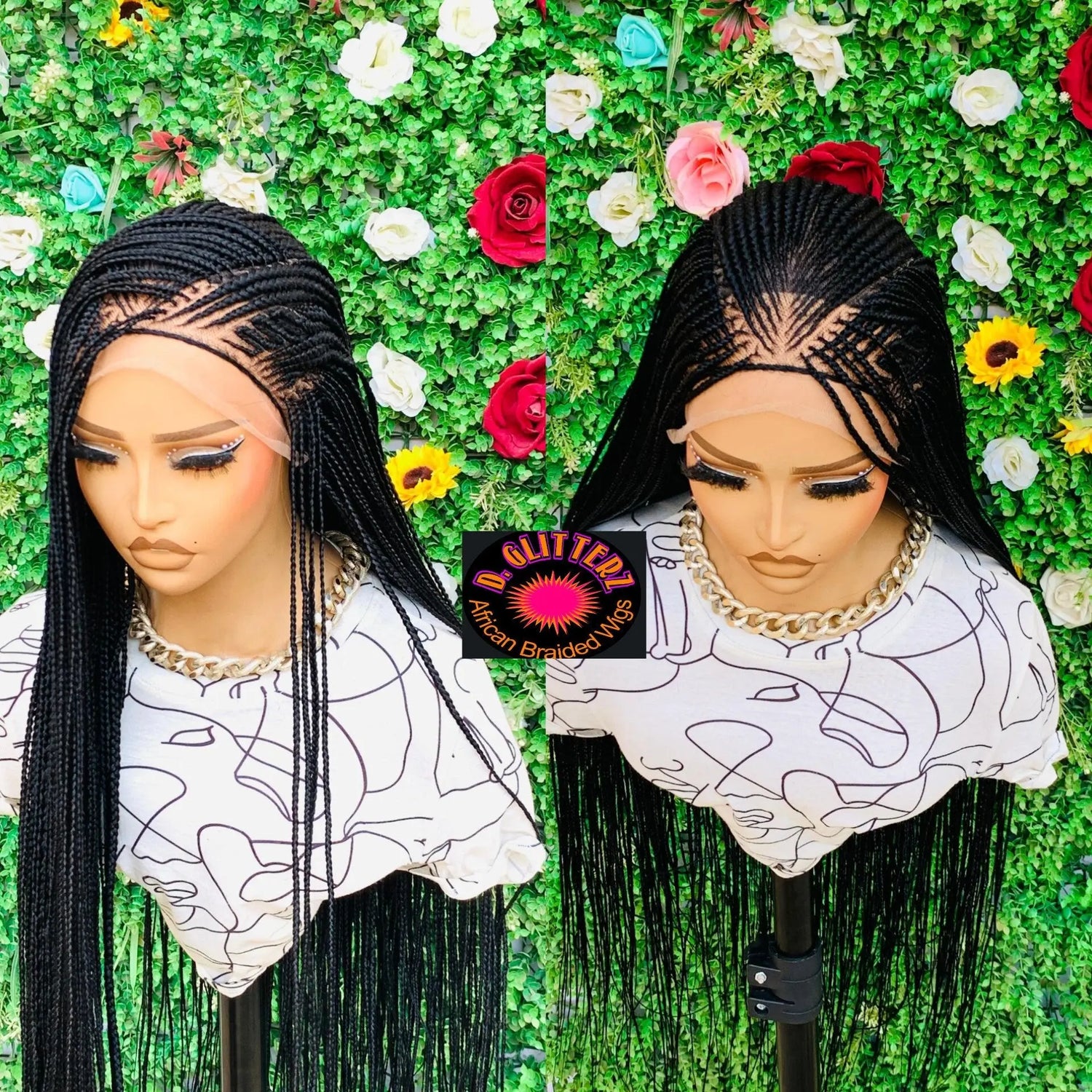 AFRICAN BRAIDED   WIGS  ON 13*6 FRONTAL LACE CLOSURE 42" - d.glitterzwigs