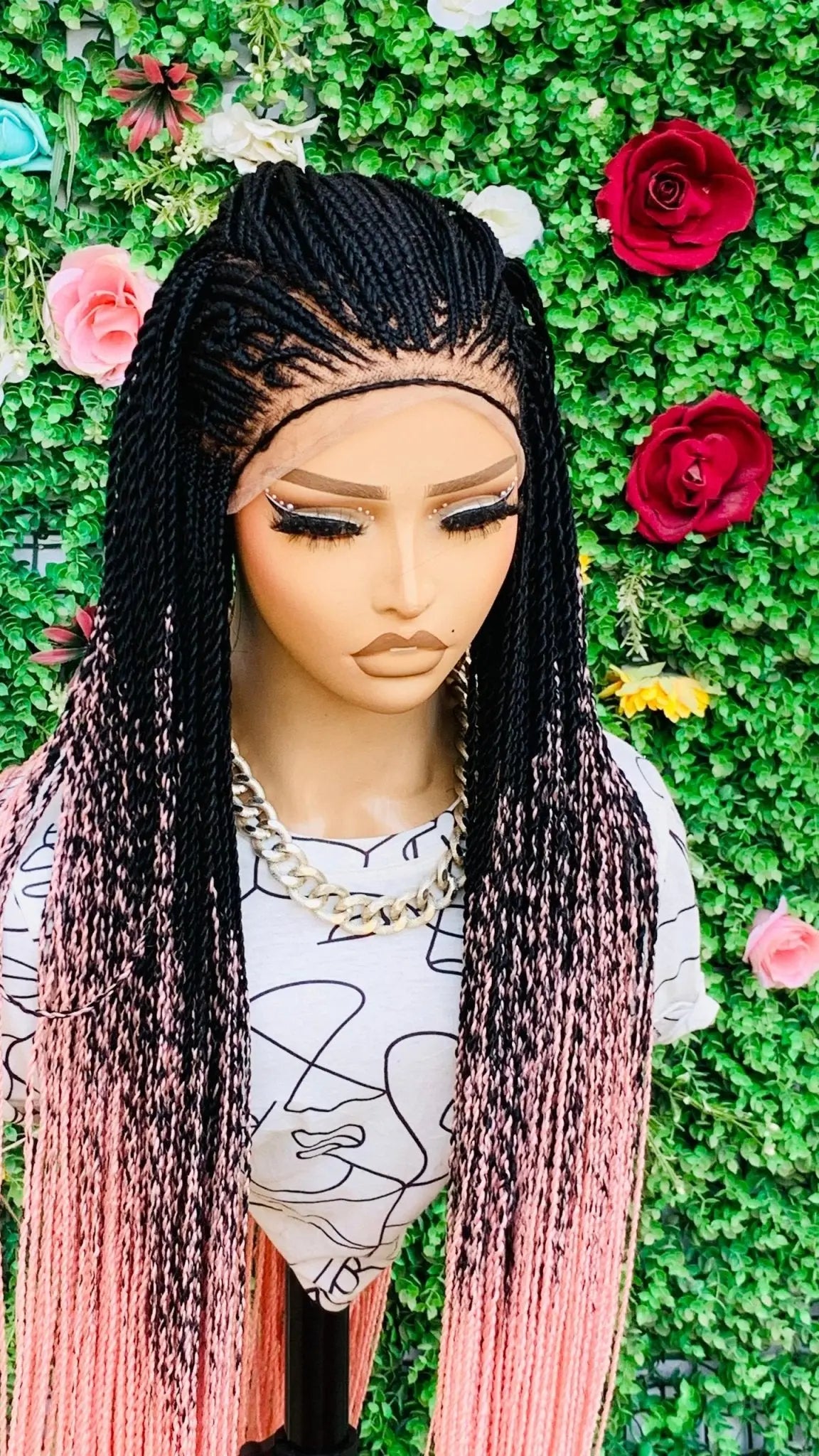 AFRICAN BRAIDED   WIGS  ON 13*6 FRONTAL LACE CLOSURE 42" - d.glitterzwigs