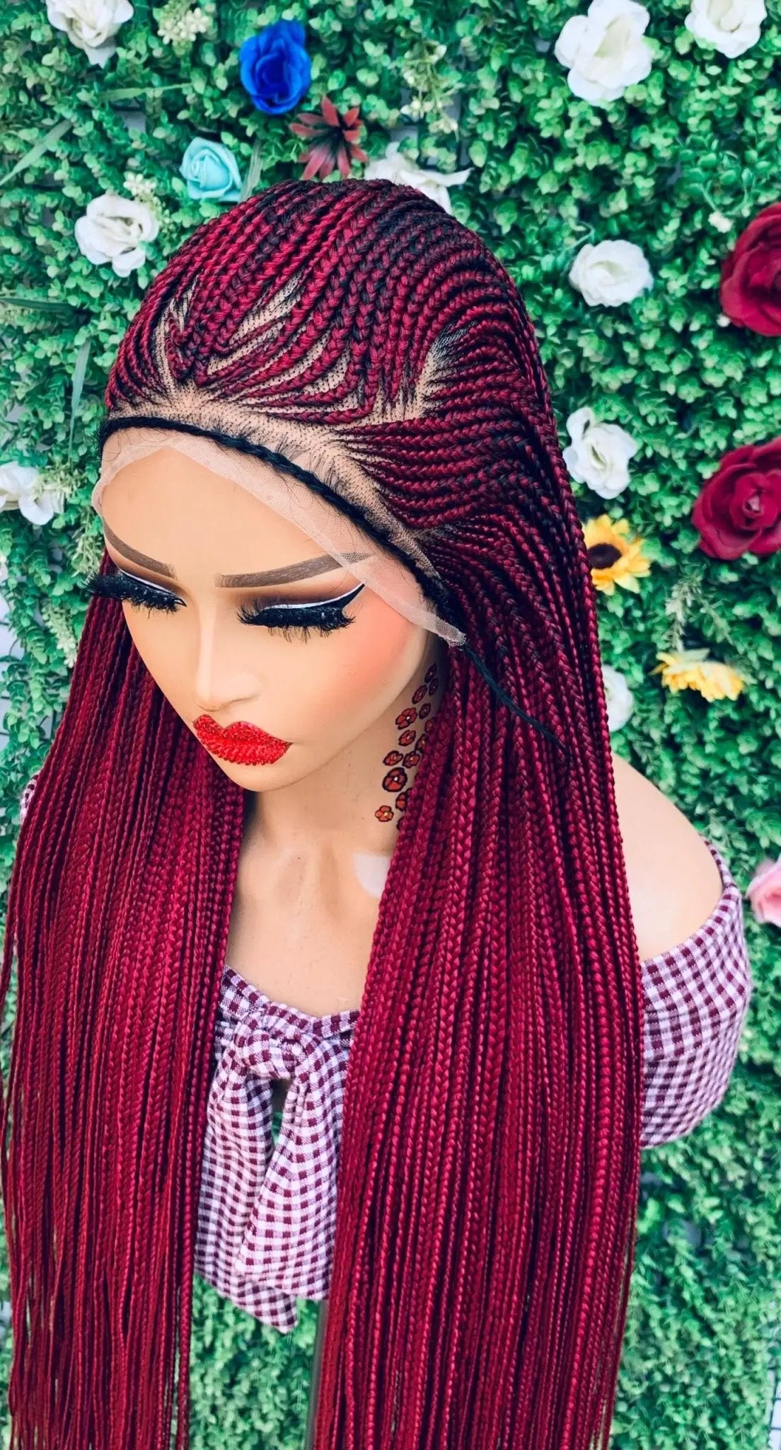 AFRICAN BRAIDED   WIGS  ON 13*6 FRONTAL LACE CLOSURE - d.glitterzwigs