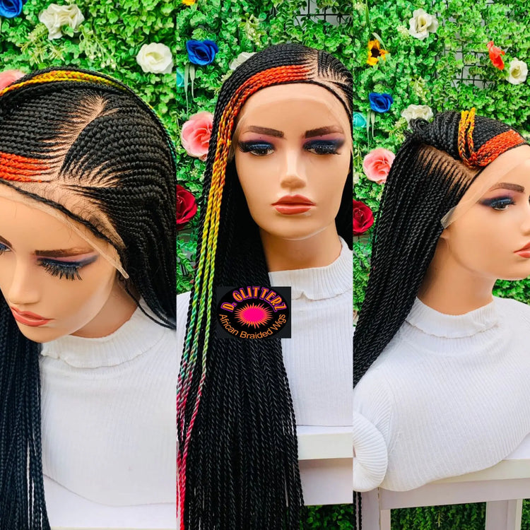 AFRICAN BRAIDED  WIGS  ON 13*6 LACE CLOSURE - d.glitterzwigs