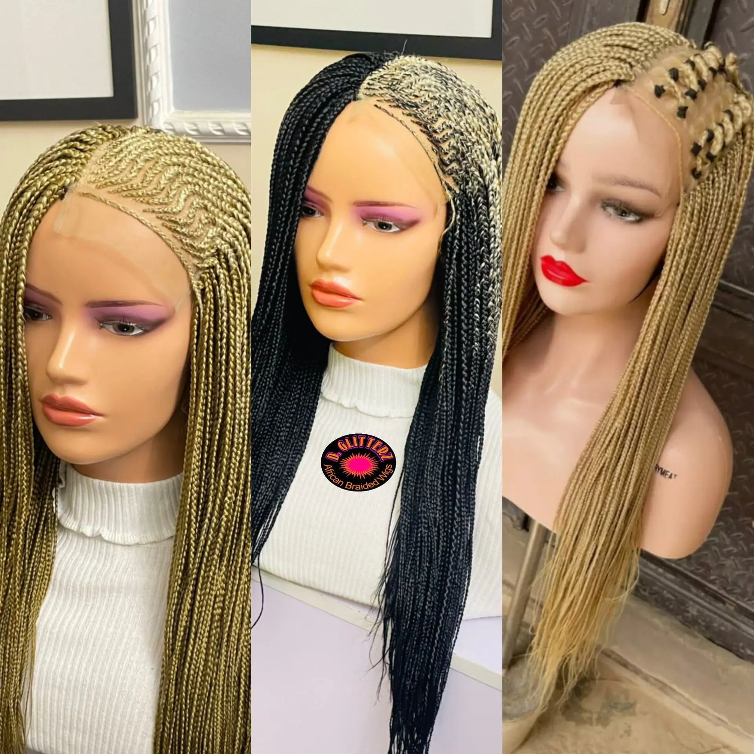 AFRICAN BRAIDED WIGS ON 4*4 CLOSURE - d.glitterzwigs