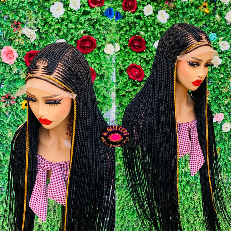 AFRICAN BRAIDED   WIGS  ON 8*8 FRONTAL LACE CLOSURE - d.glitterzwigs