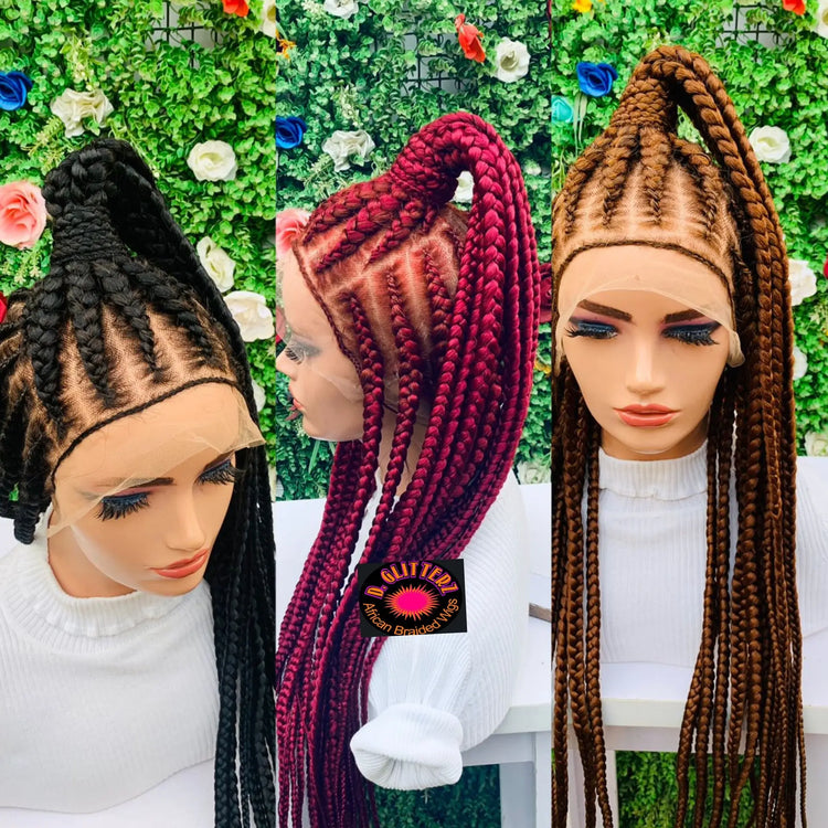 AFRICAN BRAIDED WIGS ON FULL  LACE CLOSURES - d.glitterzwigs