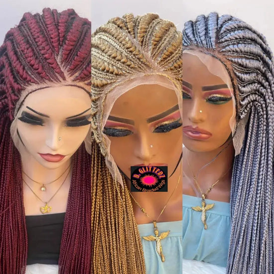 ALL BACK BRAIDED WIGS ON 13*6 LACE CLOSURE - d.glitterzwigs