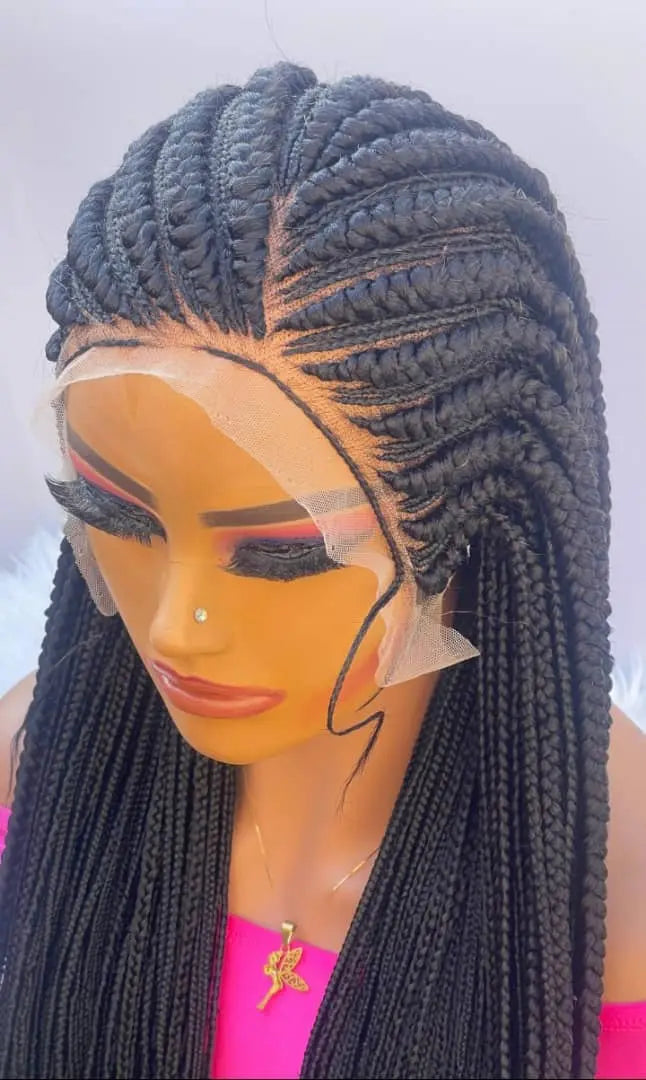 ALL BACK BRAIDED WIGS ON 13*6 LACE CLOSURE - d.glitterzwigs