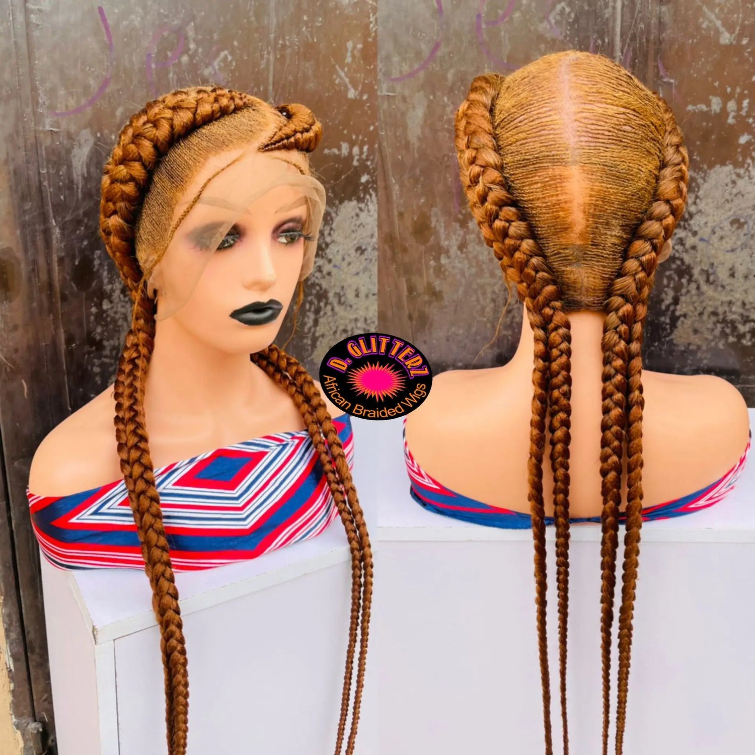 ALL BACK BRAIDED WIGS ON FULL LACE CLOSURE 45" - d.glitterzwigs