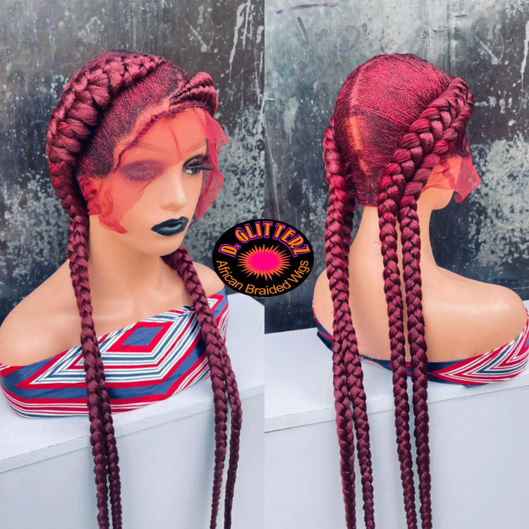 ALL BACK BRAIDED WIGS ON FULL LACE CLOSURE 45" - d.glitterzwigs