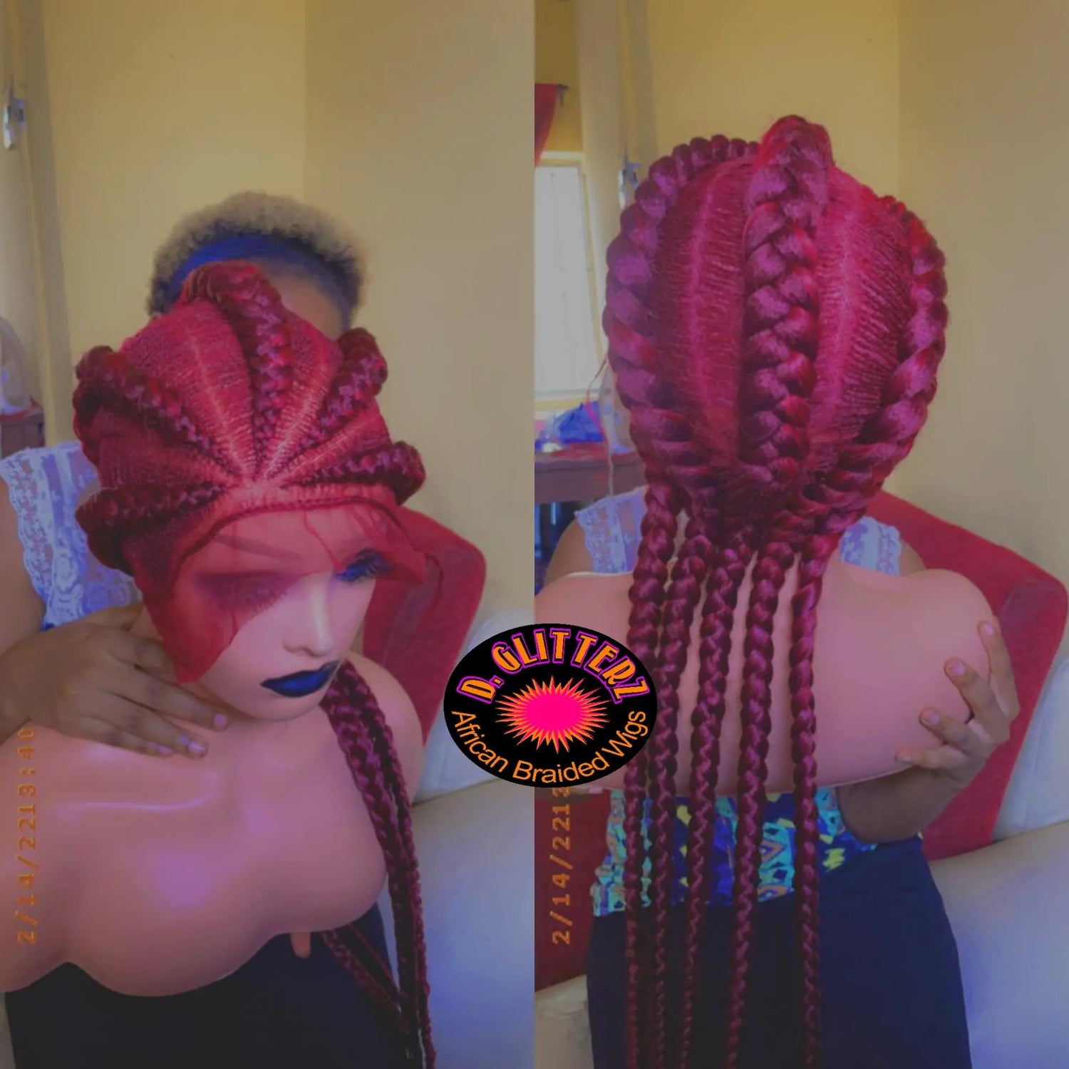 ALL BACK BRAIDED WIGS ON FULL LACE CLOSURE 45" - d.glitterzwigs