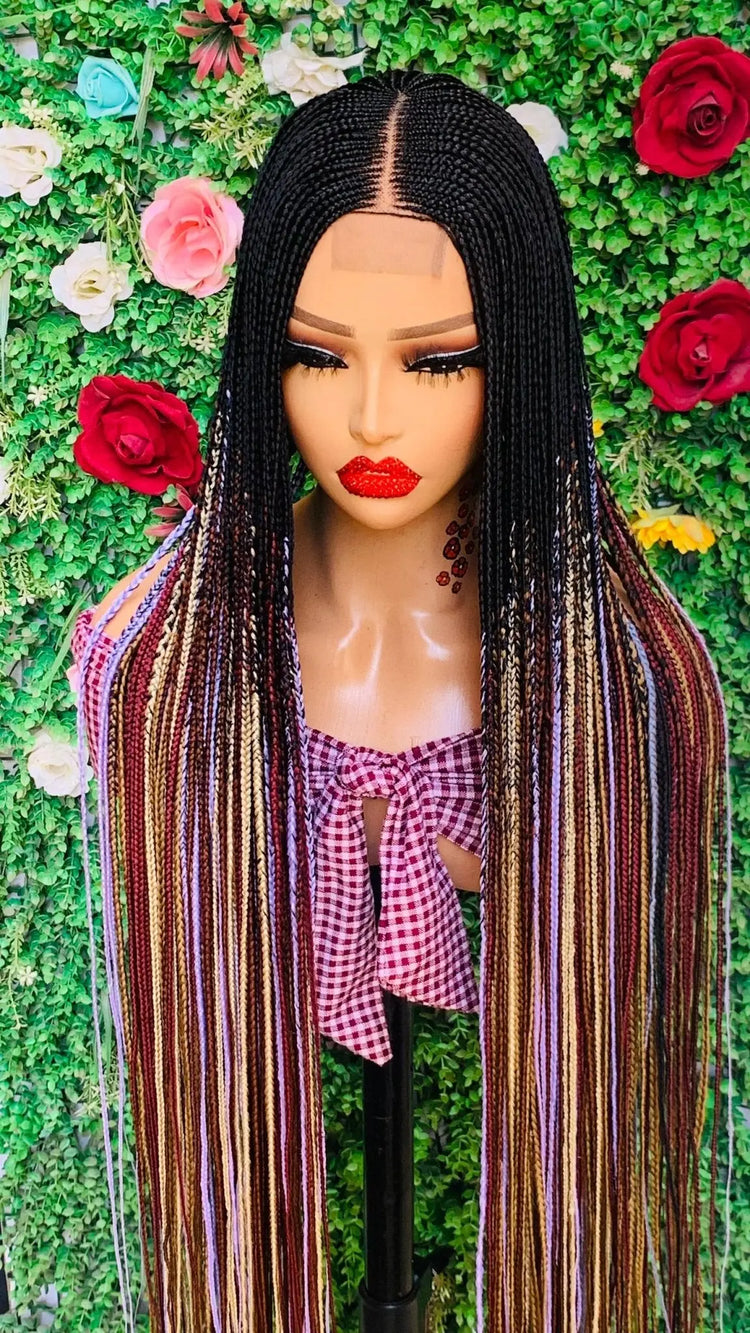 HALF CLOSURE BRAIDED  WIG ON 2*4 LACE CLOSURE - d.glitterzwigs