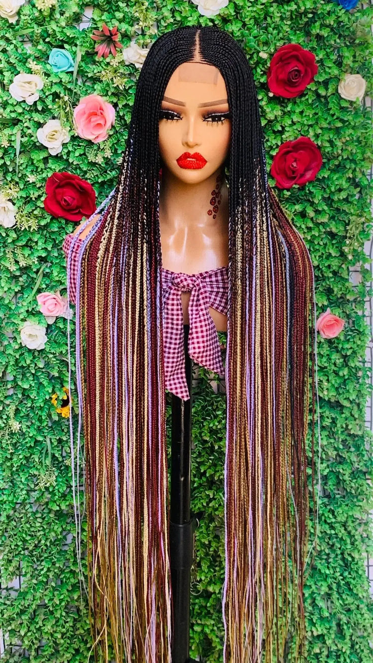 HALF CLOSURE BRAIDED  WIG ON 2*4 LACE CLOSURE - d.glitterzwigs