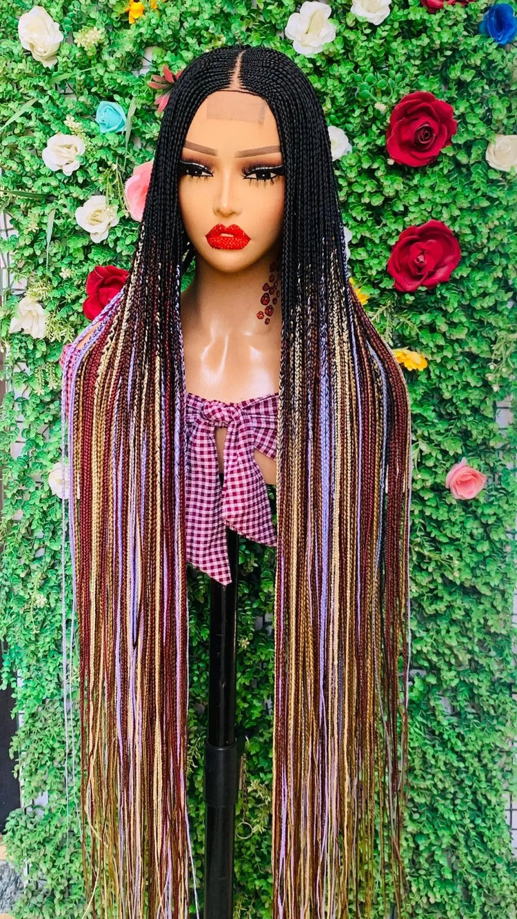 HALF CLOSURE BRAIDED  WIG ON 2*4 LACE CLOSURE - d.glitterzwigs