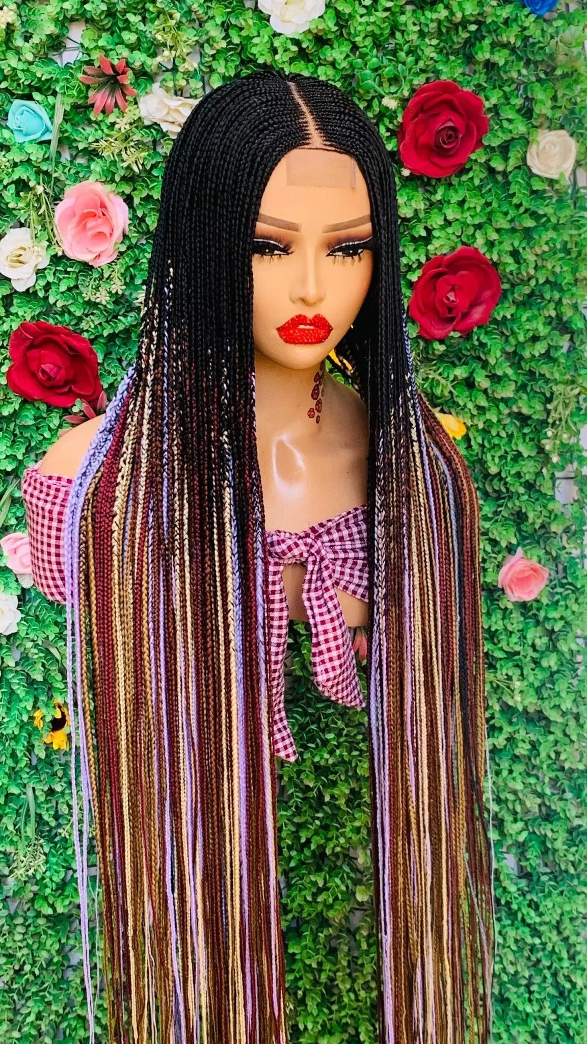 HALF CLOSURE BRAIDED  WIG ON 2*4 LACE CLOSURE - d.glitterzwigs