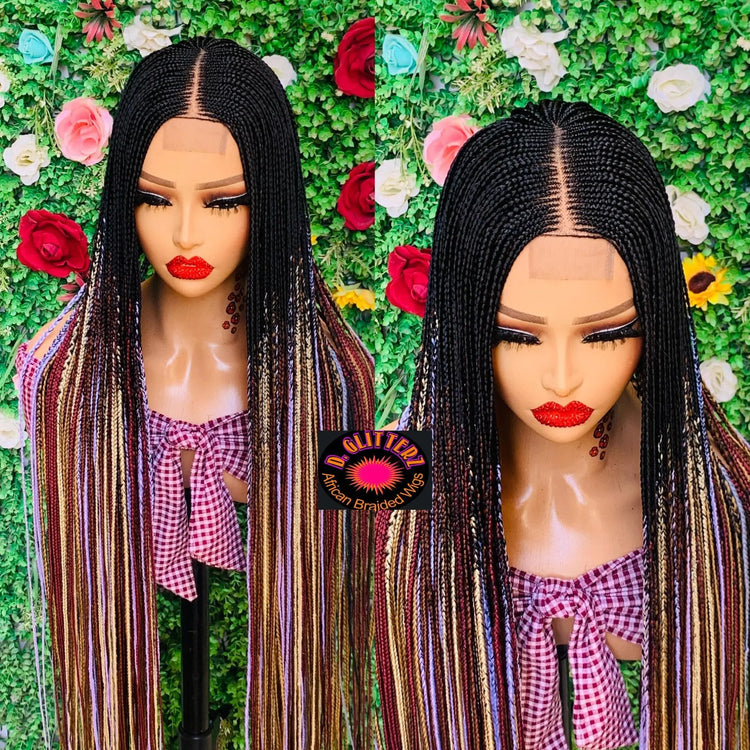 HALF CLOSURE BRAIDED  WIG ON 2*4 LACE CLOSURE - d.glitterzwigs