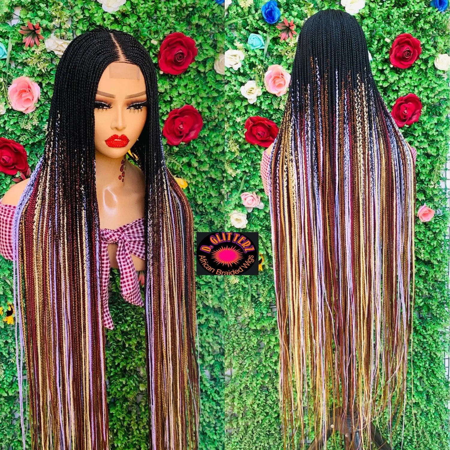 HALF CLOSURE BRAIDED  WIG ON 2*4 LACE CLOSURE - d.glitterzwigs