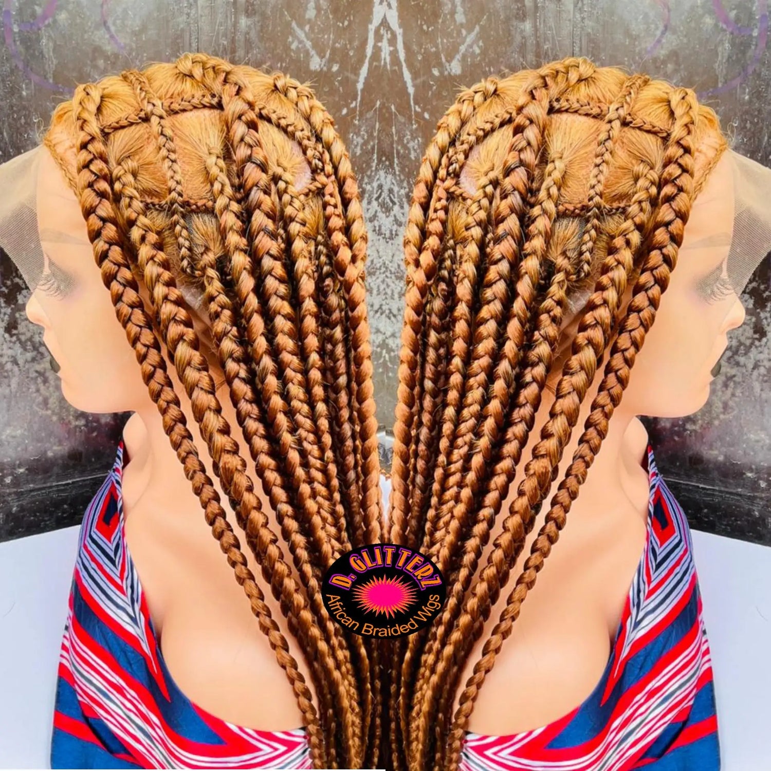 JUMBO KNOTLESS BRAIDED WIGS ON FULL LACE CLOSURE 45" - d.glitterzwigs