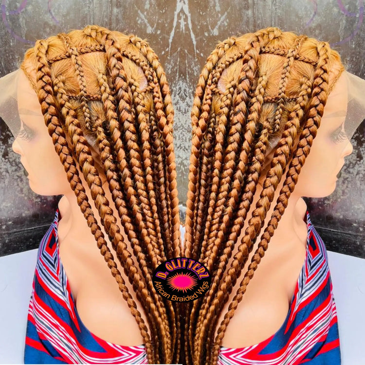 JUMBO KNOTLESS BRAIDED WIGS ON FULL LACE CLOSURE 45" - d.glitterzwigs