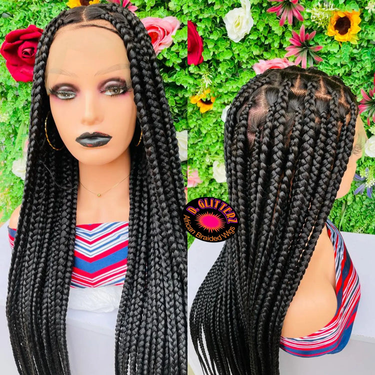 JUMBO KNOTLESS BRAIDED WIGS ON FULL LACE CLOSURE 45" - d.glitterzwigs