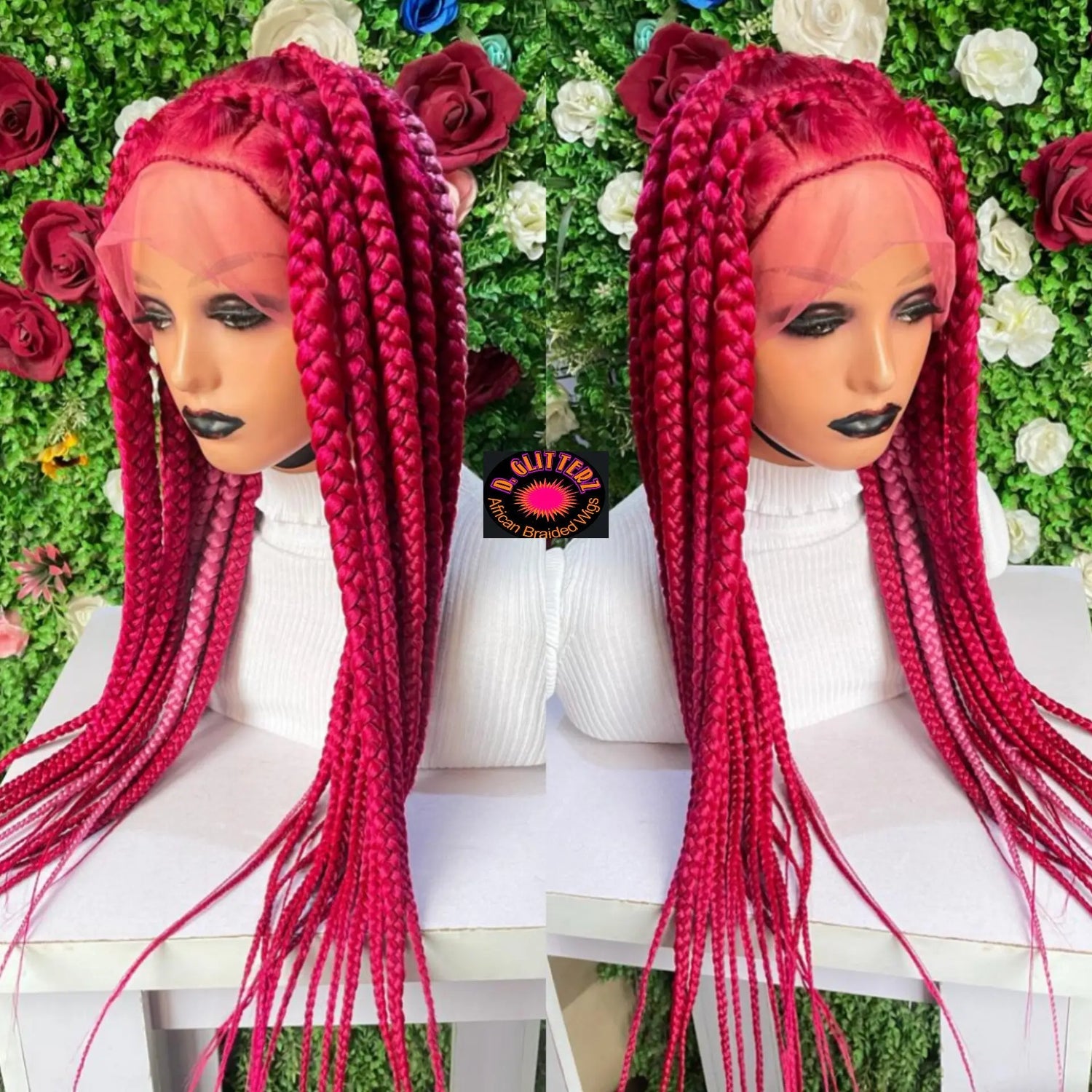 JUMBO KNOTLESS BRAIDED WIGS ON FULL LACE CLOSURE 45" - d.glitterzwigs