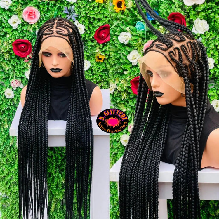 JUMBO LOVE KNOTLESS BRAIDED WIGS ON FULL LACE CLOSURE XL - d.glitterzwigs