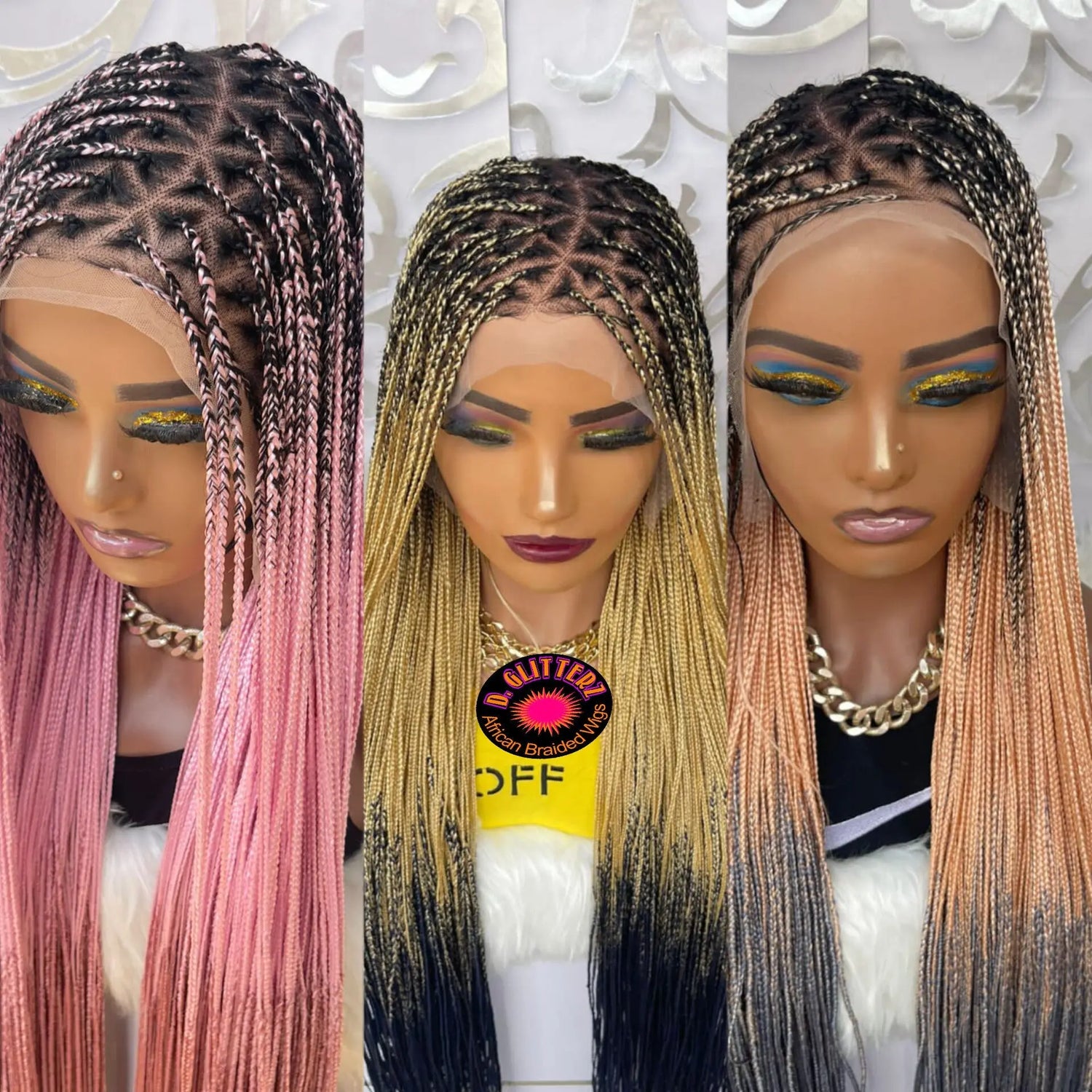 KNOTLESS BRAIDED WIGS ON 13*6  LACE CLOSURE - d.glitterzwigs