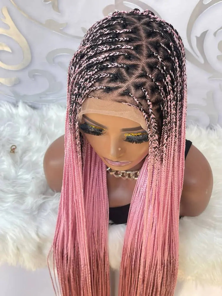 KNOTLESS BRAIDED WIGS ON 13*6  LACE CLOSURE - d.glitterzwigs