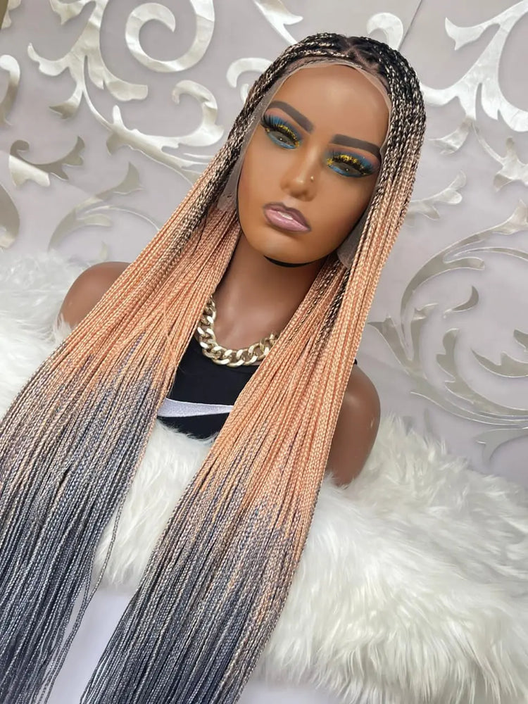 KNOTLESS BRAIDED WIGS ON 13*6  LACE CLOSURE - d.glitterzwigs