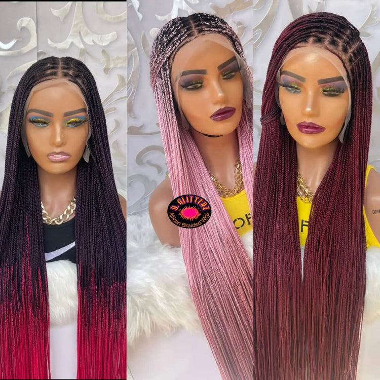 KNOTLESS BRAIDED WIGS ON 13*6  LACE CLOSURE - d.glitterzwigs